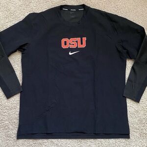 new men's large nike OSU team/player issue water repel dugout LS shirt/top BSBL
